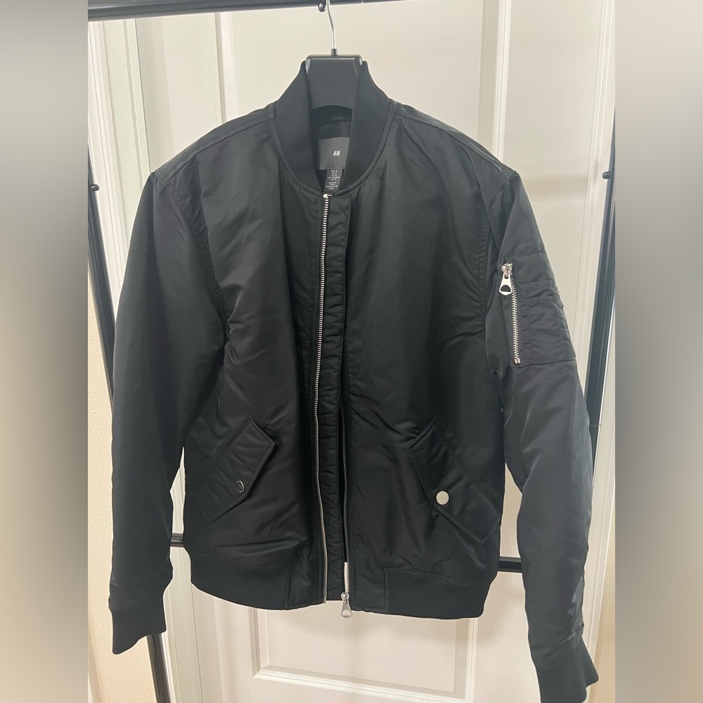 Black Puffer Bomber Jacket H&M